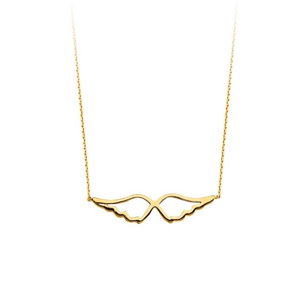 14K Solid Gold Angel Wing Adjustable Necklace